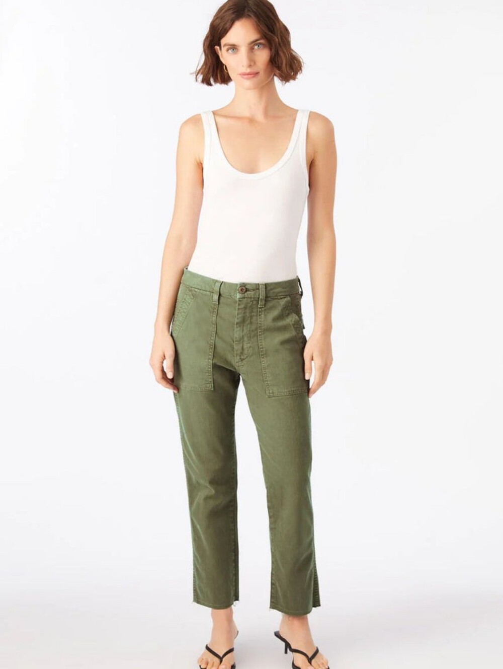 AMO Womens Easy Army Green Corduroy Trousers - Size 26